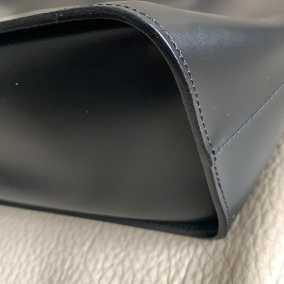 LAMARTHE Paris Black Portofino Tracolla leather Tote Bag Purse lucite handle - Picture 11 of 16